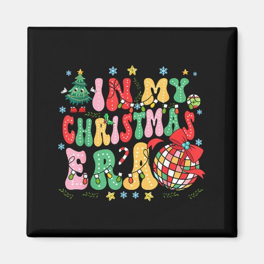 Retro Groovy Christmas In My Christmas Era Xmas Magnet (Vorne)