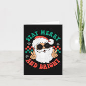 Retro Groovy Christmas Merry Bleibe Bright Hippie  Karte (Vorderseite)