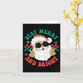 Retro Groovy Christmas Merry Bleibe Bright Hippie  Karte (Gelbe Blume)