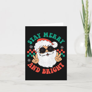 Retro Groovy Christmas Merry Bleibe Bright Hippie Karte
