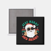 Retro Groovy Christmas Merry Bleibe Bright Hippie Magnet (Vorderseite/Rückseite)