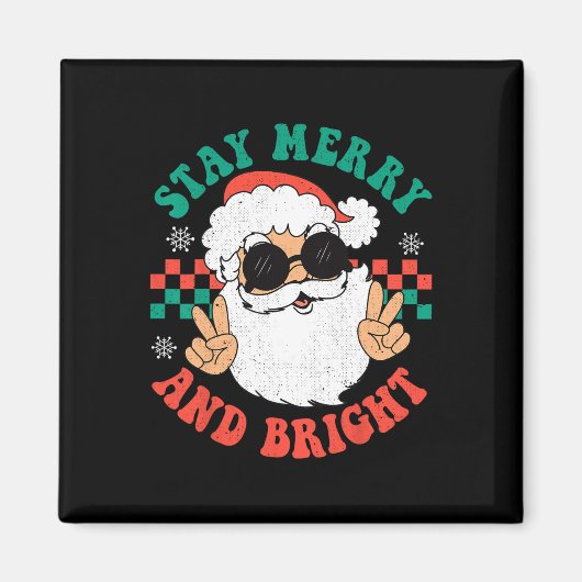 Retro Groovy Christmas Merry Bleibe Bright Hippie Magnet (Vorne)