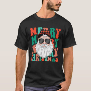 Retro Groovy Christmas Merry Bleibe Bright Hippie  T-Shirt