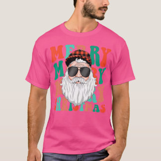 Retro Groovy Christmas Merry Bleibe Bright Hippie T-Shirt