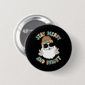 Retro Groovy Christmas Merry Bleibe Bright Santa C Button (Vorne & Hinten)