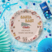 Retro Groovy Christmas Tree Santa Baby Dusche Pappteller (Party)