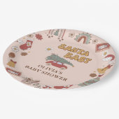 Retro Groovy Christmas Tree Santa Baby Dusche Pappteller (Schrägansicht)