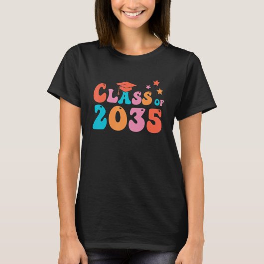 Retro Groovy Class of 2035 Grow With Me Class Back T-Shirt (Vorderseite)