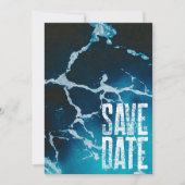 Retro Groovy Coastal Summer Blue Ocean Wedding Save The Date (Vorderseite)