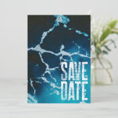 Retro Groovy Coastal Summer Blue Ocean Wedding Save The Date (Stehend Vorderseite)