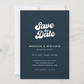 Retro Groovy Coastal Summer Blue Ocean Wedding Save The Date (Rückseite)