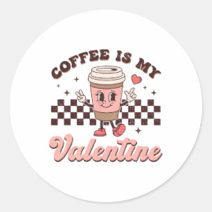 Retro Groovy Coffee ist mein Valentintagskaffee Runder Aufkleber