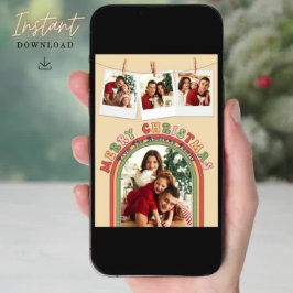 Retro Groovy Colorful 4 Foto Beige Weihnachten