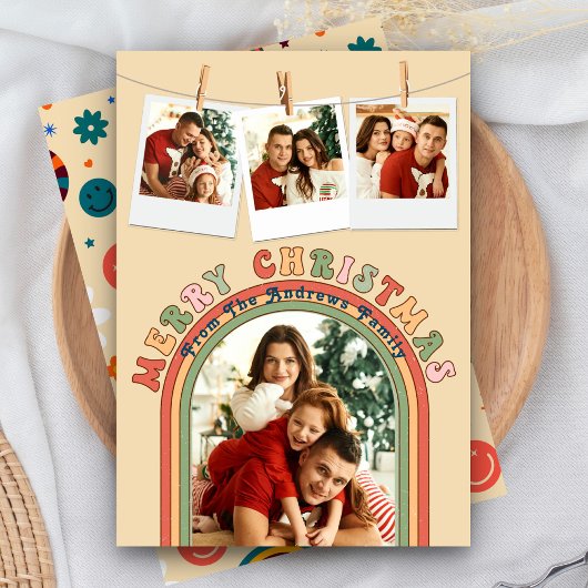 Retro Groovy Colorful 4 Foto Beige Weihnachten