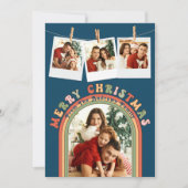 Retro Groovy Colorful 4 Foto Blauer Weihnachten (Vorderseite)