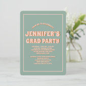 Retro Groovy Colorful High School Graduation Party Einladung (Stehend Vorderseite)