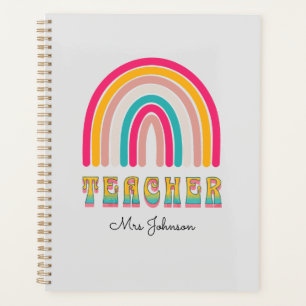 Retro Groovy Colorful Rainbow Teacher Planer