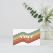 Retro Groovy Colorful Strip Business Card Visitenkarte (Stehend Vorderseite)