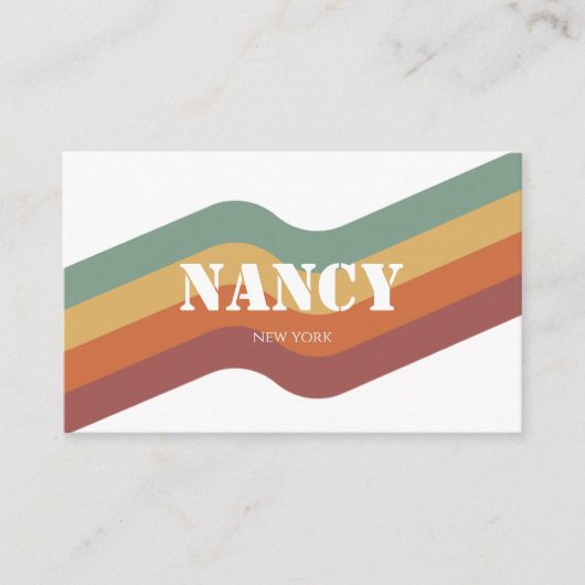 Retro Groovy Colorful Strip Business Card Visitenkarte (Vorderseite)