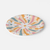 Retro Groovy Colorful Sunshine Daisy Floral Hippie Pappteller (Schrägansicht)
