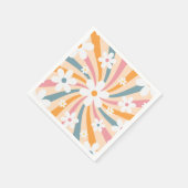 Retro Groovy Colorful Sunshine Daisy Floral Hippie Serviette (Ecke)