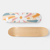 Retro Groovy Colorful Sunshine Daisy Floral Hippie Skateboard (Horizontal)