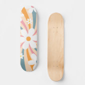 Retro Groovy Colorful Sunshine Daisy Floral Hippie Skateboard (Vorderseite)