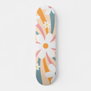 Retro Groovy Colorful Sunshine Daisy Floral Hippie Skateboard