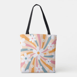 Retro Groovy Colorful Sunshine Daisy Floral Hippie Tasche
