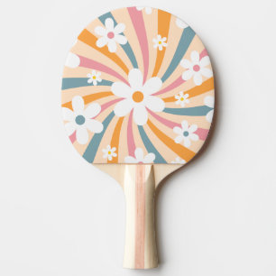 Retro Groovy Colorful Sunshine Daisy Floral Hippie Tischtennis Schläger