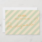 Retro Groovy Colorful Wavy Boho Wedding Bridesmade Einladung (Vorderseite)