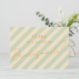 Retro Groovy Colorful Wavy Boho Wedding Bridesmade Einladung