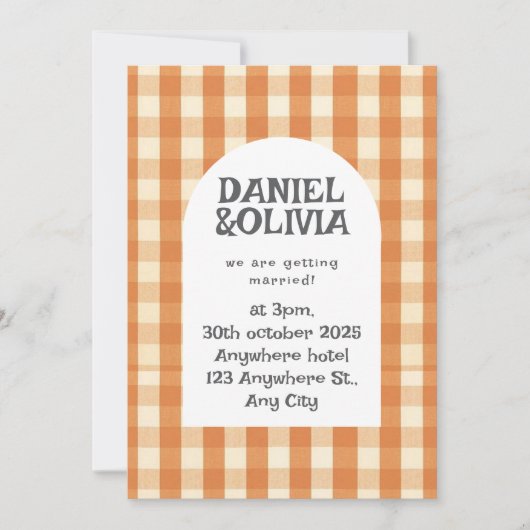 Retro Groovy Colorful Wavy Boho Wedding Einladung (Vorderseite)