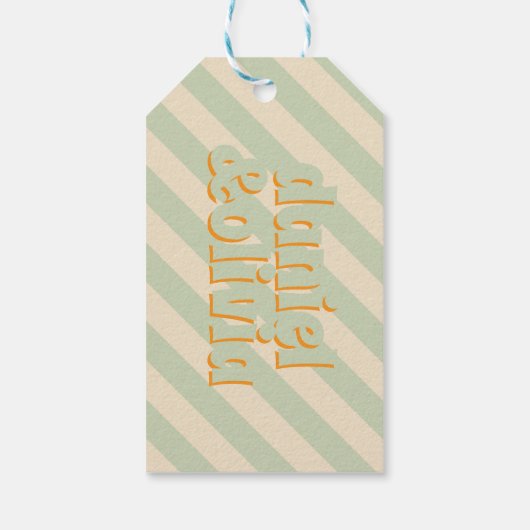 Retro Groovy Colorful Wavy Boho Wedding Geschenkanhänger (Rückseite)