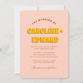 Retro Groovy Colorful Wavy Boho Wedding Qr Code Einladung (Vorderseite)