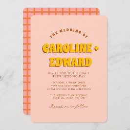 Retro Groovy Colorful Wavy Boho Wedding Qr Code Einladung