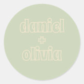 Retro Groovy Colorful Wavy Boho Wedding Runder Aufkleber (Vorderseite)