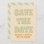 Retro Groovy Colorful Wavy Boho Wedding Save The Date (Vorne/Hinten)