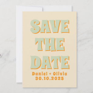 Retro Groovy Colorful Wavy Boho Wedding Save The Date