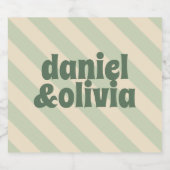 Retro Groovy Colorful Wavy Boho Wedding Schaumweinetikett (Einzelnes Label)