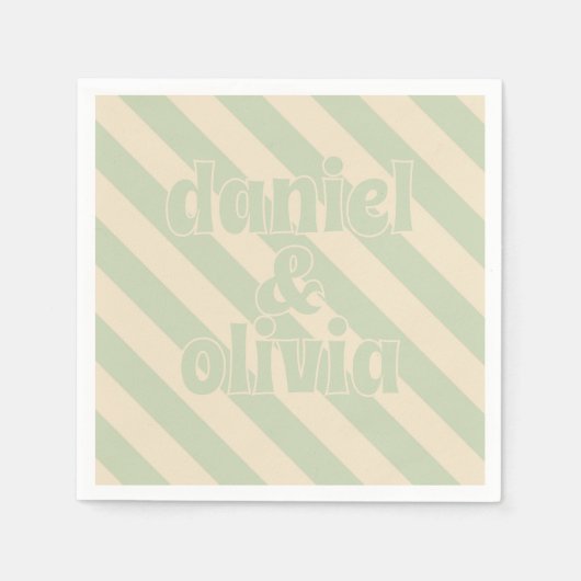 Retro Groovy Colorful Wavy Boho Wedding Serviette (Vorderseite)