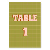 Retro Groovy Colorful Wavy Boho Wedding Tischnummer (Vorderseite)