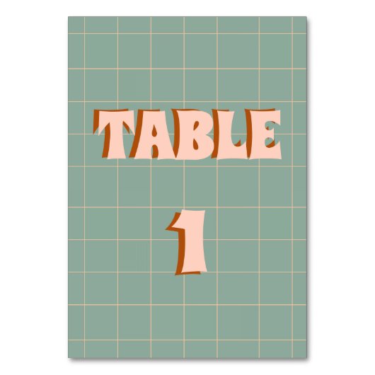 Retro Groovy Colorful Wavy Boho Wedding Tischnummer (Rückseite)