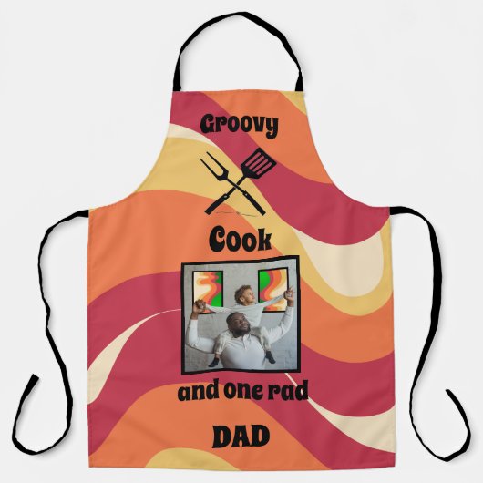 Retro "Groovy Cook One Krass Vater" Muster und Fot Schürze (Vorderseite)