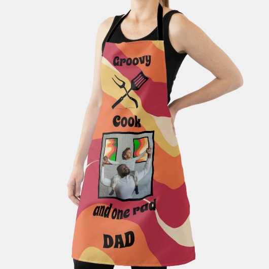 Retro "Groovy Cook One Krass Vater" Muster und Fot Schürze (InSitu)