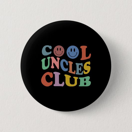 Retro Groovy Cool Uncles Club Smile Face Funny New Button (Vorderseite)