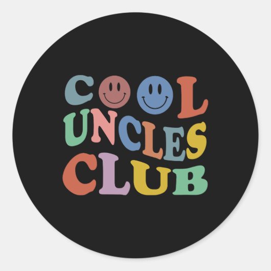 Retro Groovy Cool Uncles Club Smile Face Funny New Runder Aufkleber (Vorderseite)