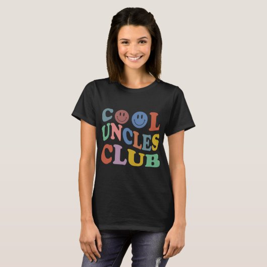 Retro Groovy Cool Uncles Club Smile Face Funny New T-Shirt (Vorne ganz)