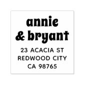 Retro Groovy Couple Names Bold Boho Rücksendeadres Permastempel (Design)