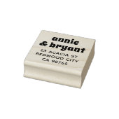 Retro Groovy Couple Names Chic Boho Rücksendeadres Gummistempel (Stempel)